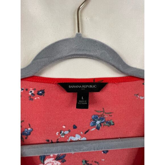 Banana Republic Red Floral Long Sleeve Blouse Size Large - Picture 5 of 5